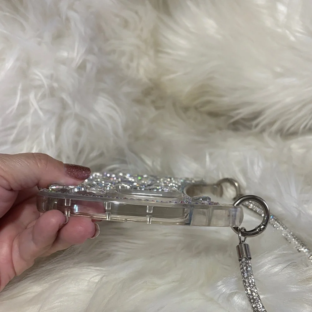 Rhinestone Phone Case with Strap- IPhone 14 Plus